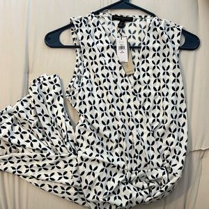 NWT beautiful, V-neck, blue and white sleeveless dress from Banana Republic